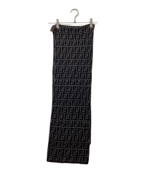 FENDI（フェンディ）FENDI (フェンディ) ズッカ ウールマフラー ブラック×グレーの古着・服飾アイテム