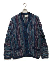 Coogi（クージー）の古着「3Dニットジャガードカーディガン」｜ブルー×パープル
