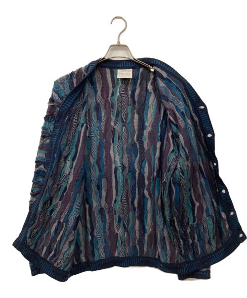 Coogi（クージー）Coogi (クージー) 3Dニットジャガードカーディガン ブルー×パープル サイズ:Sの古着・服飾アイテム