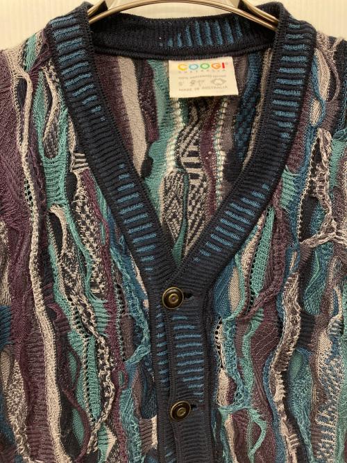Coogi（クージー）Coogi (クージー) 3Dニットジャガードカーディガン ブルー×パープル サイズ:Sの古着・服飾アイテム