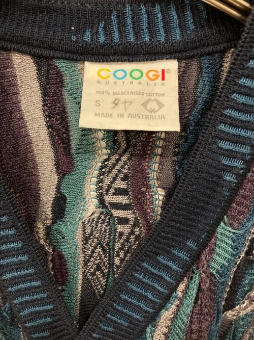 Coogi（クージー）Coogi (クージー) 3Dニットジャガードカーディガン ブルー×パープル サイズ:Sの古着・服飾アイテム