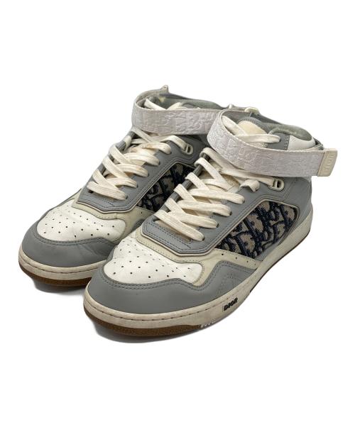 DIOR HOMME（ディオール オム）Dior Homme (ディオール オム) B27 オブリーク ベルクロ ミッドカットスニーカー グレー×ホワイト サイズ:42の古着・服飾アイテム
