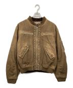 Abukuアブク）の古着「パールスタッズディストレストダックジャケット」｜ブラウン