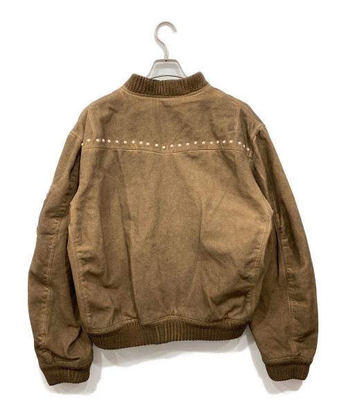 Abuku（アブク）Abuku (アブク) パールスタッズディストレストダックジャケット ブラウン サイズ:Lの古着・服飾アイテム