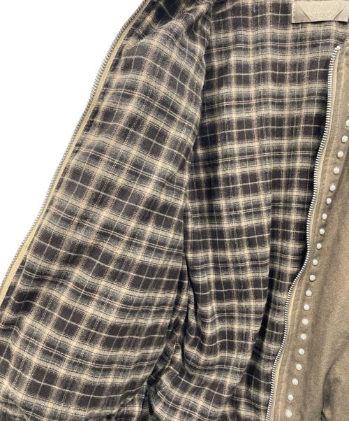 Abuku（アブク）Abuku (アブク) パールスタッズディストレストダックジャケット ブラウン サイズ:Lの古着・服飾アイテム
