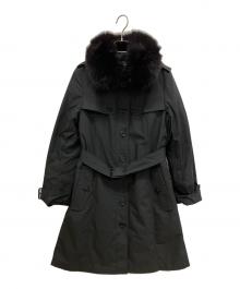 BURBERRY LONDON（バーバリーロンドン）の古着「フォックスファー付きトレンチコート」｜ブラック