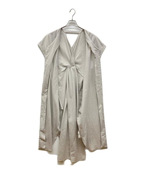 ear PAPILLONNER（イアパピヨネ）ear PAPILLONNER (イアパピヨネ) フレンチスリーブワンピース グレー サイズ:Ｆの古着・服飾アイテム