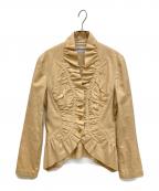 ISSEY MIYAKEイッセイミヤケ）の古着「フリル付ジャケット」｜ブラウン