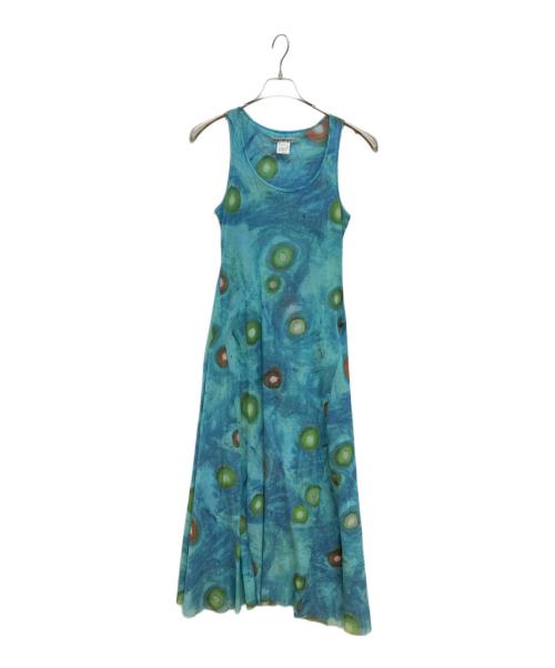 ISSEY MIYAKE（イッセイミヤケ）ISSEY MIYAKE (イッセイミヤケ) 総柄ワンピース ブルー サイズ:2の古着・服飾アイテム