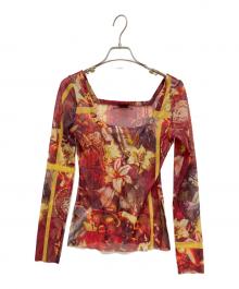 Jean Paul GAULTIER（ジャンポールゴルチェ）の古着「花柄パワーネットカットソー」｜レッド