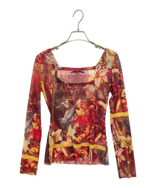 Jean Paul GAULTIER（ジャンポールゴルチェ）Jean Paul GAULTIER (ジャンポールゴルチェ) 花柄パワーネットカットソー レッド サイズ:40の古着・服飾アイテム