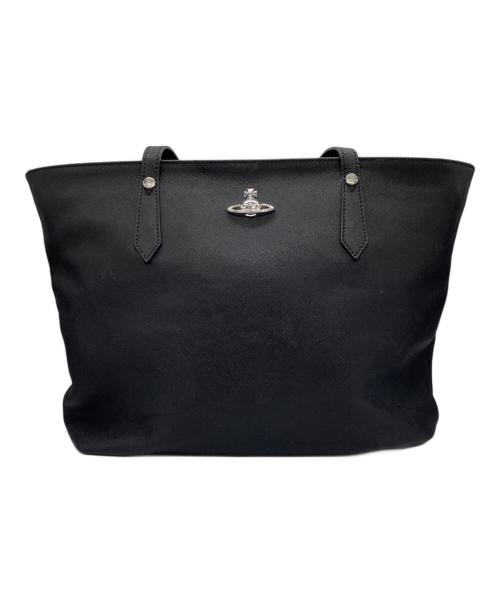 Vivienne Westwood（ヴィヴィアンウエストウッド）Vivienne Westwood (ヴィヴィアンウエストウッド) オーブレザートートバッグ　ショッパー ブラックの古着・服飾アイテム