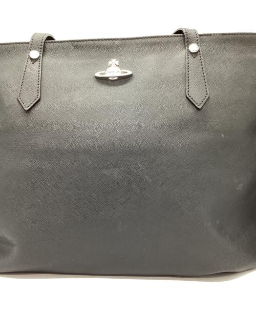 Vivienne Westwood（ヴィヴィアンウエストウッド）Vivienne Westwood (ヴィヴィアンウエストウッド) オーブレザートートバッグ　ショッパー ブラックの古着・服飾アイテム
