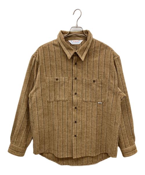 SUGAR CANE & Co.（シュガーケーン）SUGAR CANE & Co. (シュガーケーン) Moleskin stripe shirt/モールスキンストライプシャツ　ヘビーベルシャツ ブラウン サイズ:Ｌの古着・服飾アイテム