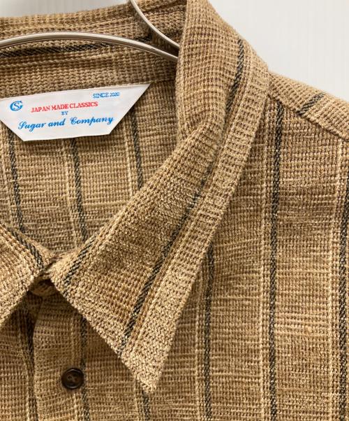 SUGAR CANE & Co.（シュガーケーン）SUGAR CANE & Co. (シュガーケーン) Moleskin stripe shirt/モールスキンストライプシャツ　ヘビーベルシャツ ブラウン サイズ:Ｌの古着・服飾アイテム