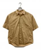 AURALEEオーラリー）の古着「WASHED FINX TWILL BIG HALF SLEEVED SHIRT　ウォッシュドフィンクスツイル ビッグハーフスリーブシャツ」｜ベージュ