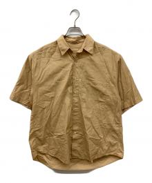 AURALEE（オーラリー）の古着「WASHED FINX TWILL BIG HALF SLEEVED SHIRT　ウォッシュドフィンクスツイル ビッグハーフスリーブシャツ」｜ベージュ
