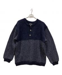 L.L.Bean（エルエルビーン）の古着「80'Sバーズアイメタルボタンニット」｜ネイビー