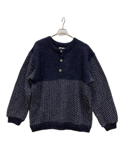 L.L.Bean（エルエルビーン）L.L.Bean (エルエルビーン) 80'Sバーズアイメタルボタンニット ネイビー サイズ:Lの古着・服飾アイテム