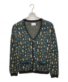 BACKERS（バッカーズ）の古着「レオパード柄モヘア混カーディガン」｜グリーン