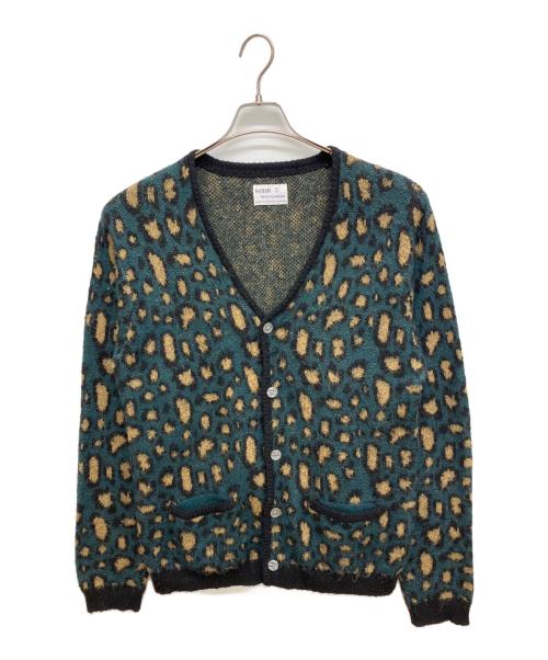BACKERS（バッカーズ）BACKERS (バッカーズ) レオパード柄モヘア混カーディガン グリーン サイズ:Ｌの古着・服飾アイテム