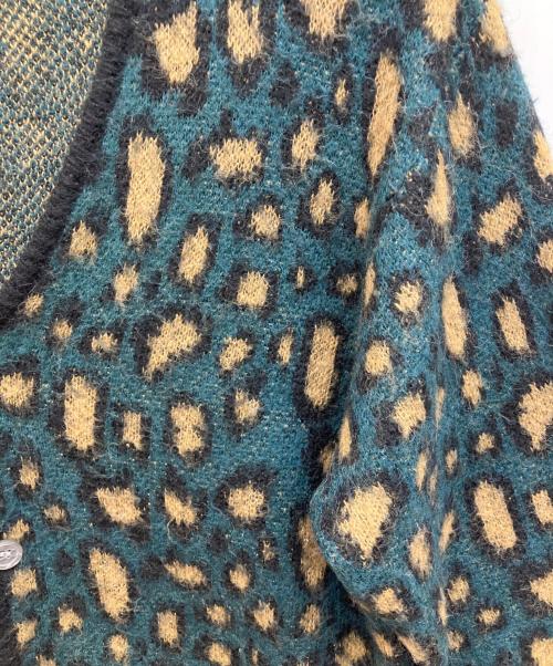 BACKERS（バッカーズ）BACKERS (バッカーズ) レオパード柄モヘア混カーディガン グリーン サイズ:Ｌの古着・服飾アイテム