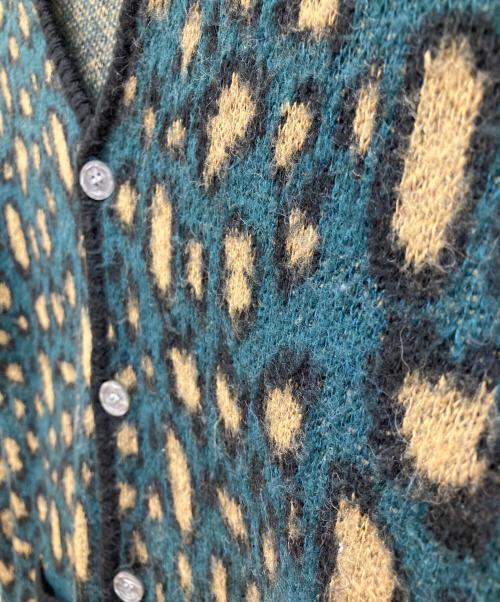 BACKERS（バッカーズ）BACKERS (バッカーズ) レオパード柄モヘア混カーディガン グリーン サイズ:Ｌの古着・服飾アイテム