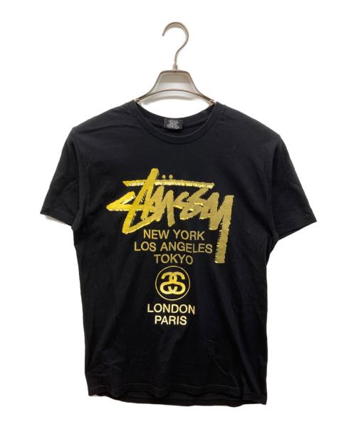 stussy（ステューシー）stussy (ステューシー) ワールドツアーロゴtシャツ ブラック サイズ:Mの古着・服飾アイテム