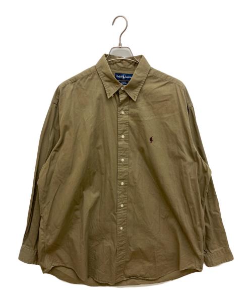 RALPH LAUREN（ラルフローレン）RALPH LAUREN (ラルフローレン) BLAKE　ボタンダウンシャツ　ワンポイント ソリッド BDシャツ　 ブラウン サイズ:XLの古着・服飾アイテム
