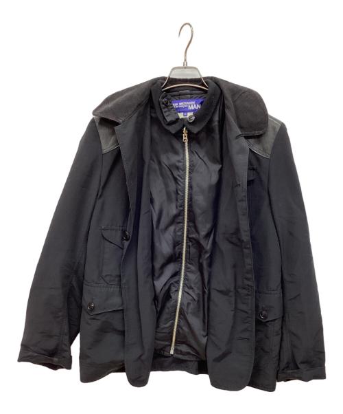 JUNYA WATANABE COMME des GARCONS（ジュンヤワタナベ コムデギャルソン）JUNYA WATANABE COMME des GARCONS ((ジュンヤワタナベ コムデギャルソン) 09AW レザー切替ハンティングジャケット ブラック サイズ:Mの古着・服飾アイテム