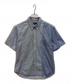 COMME des GARCONS HOMMEコムデギャルソン オム）の古着「ストライプ切替ボタンダウンシャツ」｜ブルー