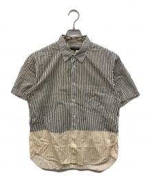 COMME des GARCONS HOMME PLUS（コムデギャルソンオムプリュス）の古着「ストライプ配色切替ボタンダウン半袖シャツ」｜ブラック×イエロー