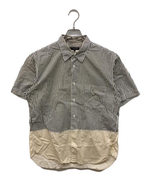COMME des GARCONS HOMME PLUS（コムデギャルソンオムプリュス）COMME des GARCONS HOMME PLUS (コムデギャルソンオムプリュス) ストライプ配色切替ボタンダウン半袖シャツ ブラック×イエロー サイズ:Ｓの古着・服飾アイテム