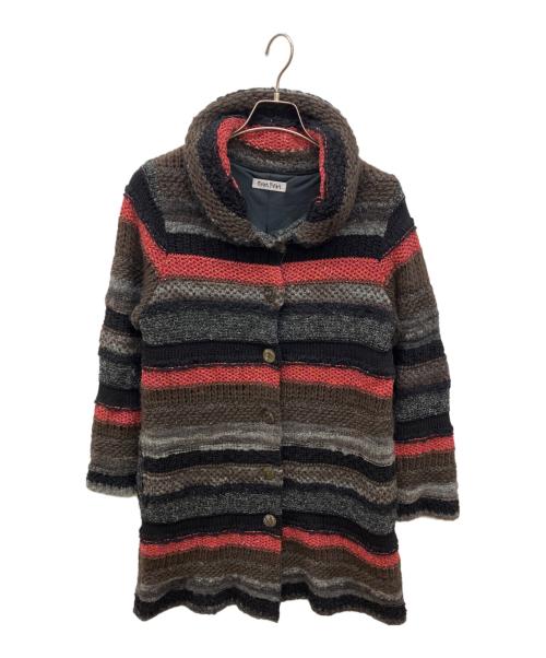 FUGA FUGA（フーガフーガ）FUGA FUGA (フーガフーガ) シルク混ボーダーニットコート ブラック サイズ:FREEの古着・服飾アイテム