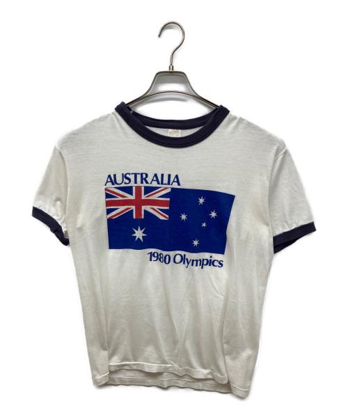 sports wear（スポーツウェア）sports wear (スポーツウェア) ヴィンテージリンガーTシャツ ブルー×ホワイト サイズ:Lの古着・服飾アイテム