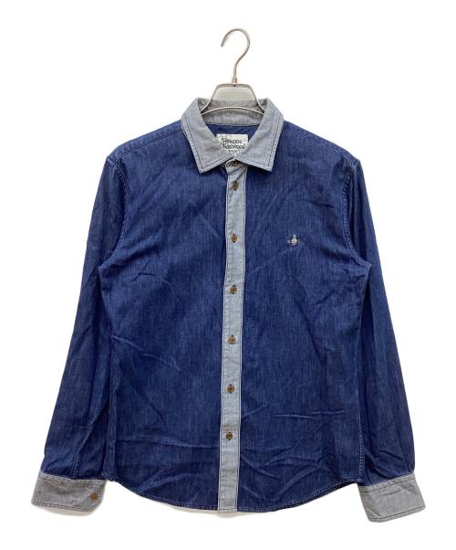 Vivienne Westwood man（ヴィヴィアン ウェストウッド マン）Vivienne Westwood man (ヴィヴィアン ウェストウッド マン) オーブ刺繍シャツ インディゴ サイズ:46の古着・服飾アイテム