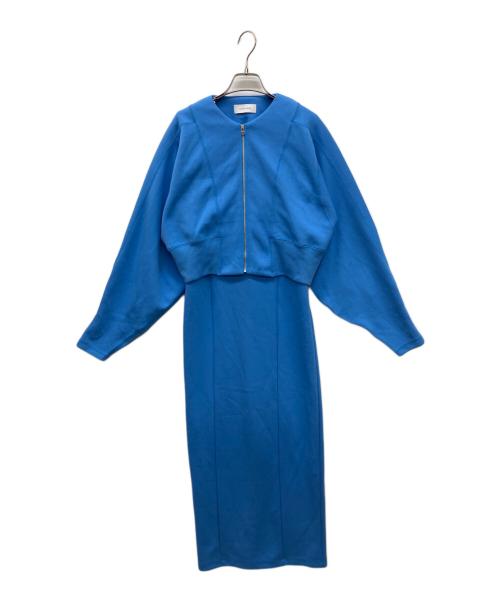 Adam et Rope（アダム エ ロペ）Adam et Rope (アダム エ ロペ) ジップカーデコンビワンピース　カーディガン×ワンピースSET ブルー サイズ:FREEの古着・服飾アイテム