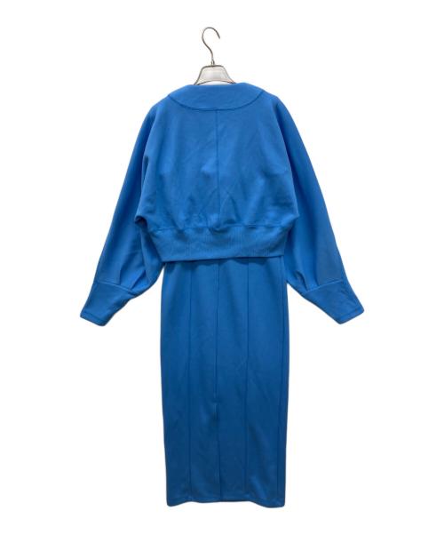 Adam et Rope（アダム エ ロペ）Adam et Rope (アダム エ ロペ) ジップカーデコンビワンピース　カーディガン×ワンピースSET ブルー サイズ:FREEの古着・服飾アイテム