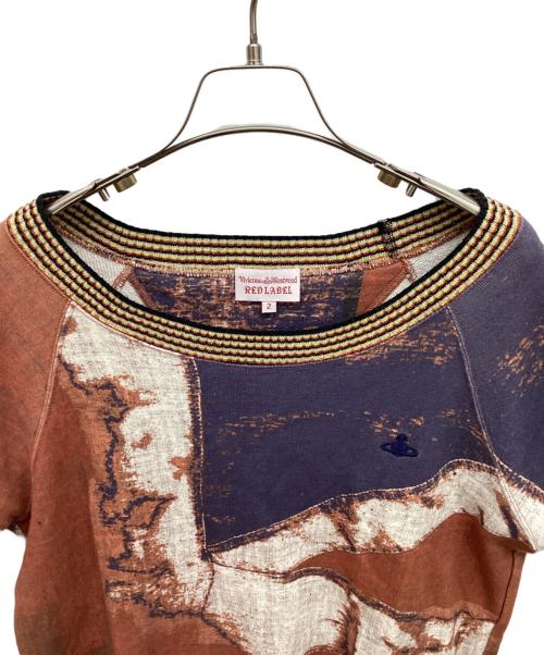Vivienne Westwood RED LABEL（ヴィヴィアンウエストウッドレッドレーベル）Vivienne Westwood RED LABEL (ヴィヴィアンウエストウッドレッドレーベル) ユニオンジャックリブスウェットTシャツ ブラウン サイズ:2の古着・服飾アイテム