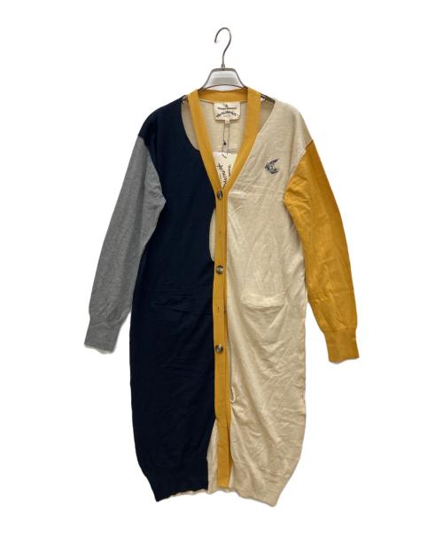 Vivienne Westwood ANGLOMANIA（ヴィヴィアンウエストウッドアングロマニア）Vivienne Westwood ANGLOMANIA (ヴィヴィアンウエストウッドアングロマニア) 変形デザインロングカーディガン イエロー サイズ:38の古着・服飾アイテム
