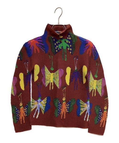 me ISSEY MIYAKE（ミーイッセイ ミヤケ）me ISSEY MIYAKE (ミーイッセイ ミヤケ) 総柄カットソー ブラウン サイズ:記載なしの古着・服飾アイテム