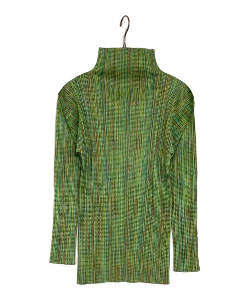 PLEATS PLEASE（プリーツプリーズ）PLEATS PLEASE (プリーツプリーズ) 総柄プリーツカットソー グリーン サイズ:FREEの古着・服飾アイテム
