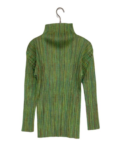 PLEATS PLEASE（プリーツプリーズ）PLEATS PLEASE (プリーツプリーズ) 総柄プリーツカットソー グリーン サイズ:FREEの古着・服飾アイテム