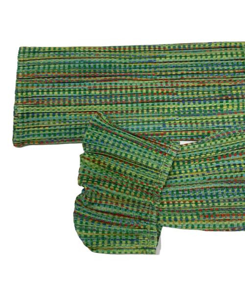 PLEATS PLEASE（プリーツプリーズ）PLEATS PLEASE (プリーツプリーズ) 総柄プリーツカットソー グリーン サイズ:FREEの古着・服飾アイテム