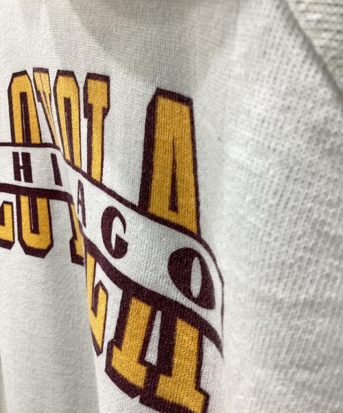 Champion（チャンピオン）Champion (チャンピオン) ラグランプルオーバーパーカー　LOYOLA CHICAGO　トリコタグ ホワイト サイズ:Lの古着・服飾アイテム
