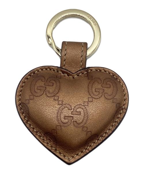 GUCCI（グッチ）GUCCI (グッチ) ハート型GGシマラインキーホルダー ブラウンの古着・服飾アイテム