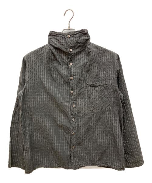 plantation（プランテーション）Plantation (プランテーション) ハイネックシワ加工シャツ グレー サイズ:Ｍの古着・服飾アイテム