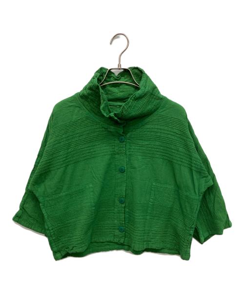 ISSEY MIYAKE me（イッセイ ミヤケ ミー）ISSEY MIYAKE me (イッセイ ミヤケ ミー) ハイネックプリーツS/Sシャツ グリーン サイズ:不明の古着・服飾アイテム
