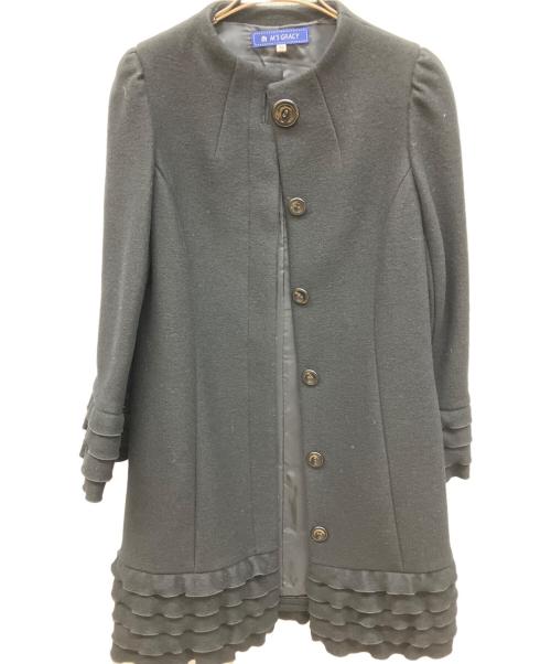 M'S GRACY（エムズグレイシー）M'S GRACY (エムズグレイシー) フリルノーカラーコート ブラック サイズ:38の古着・服飾アイテム