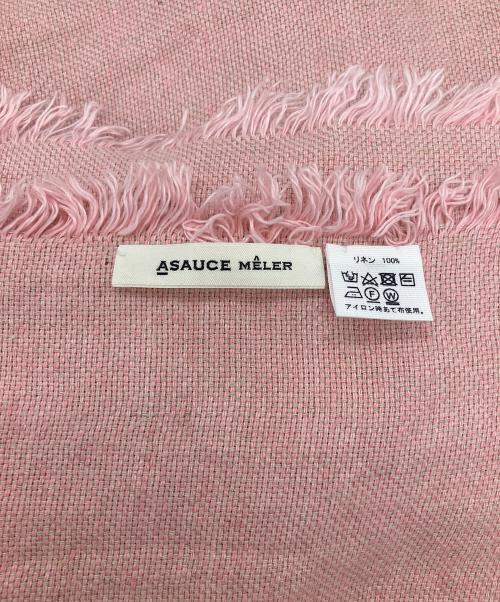 ASAUCE MELER（アソースメレ）ASAUCE MELER (アソースメレ) ヘビーリネン大判ストール ピンクの古着・服飾アイテム